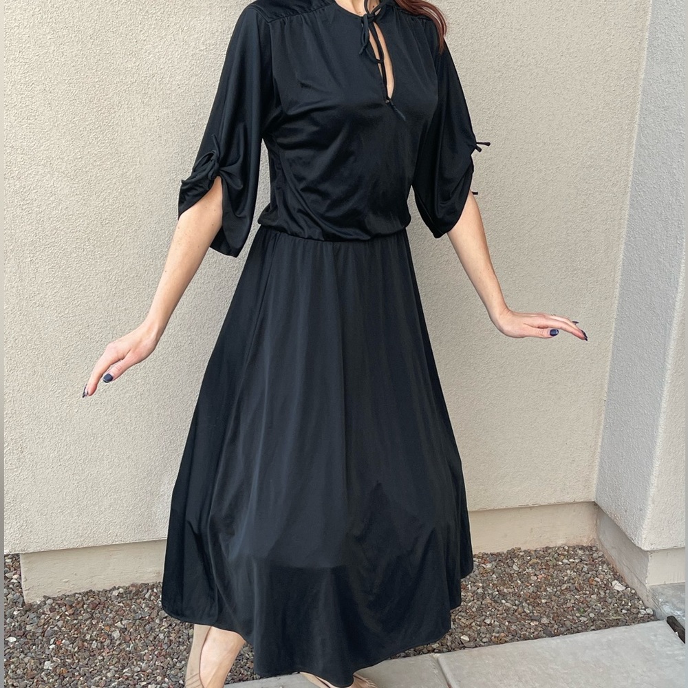 Vintage western retro bohemian black maxi dress - Picture 6 of 15